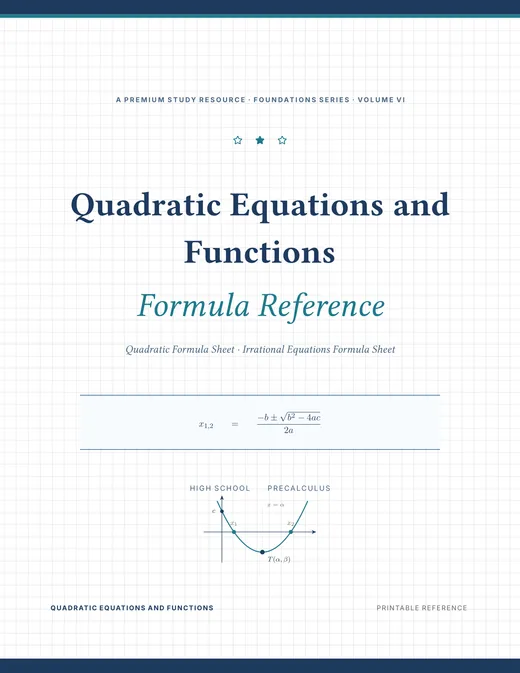 Quadratic Equations and Functions — Complete Study Bundle, sample page 4