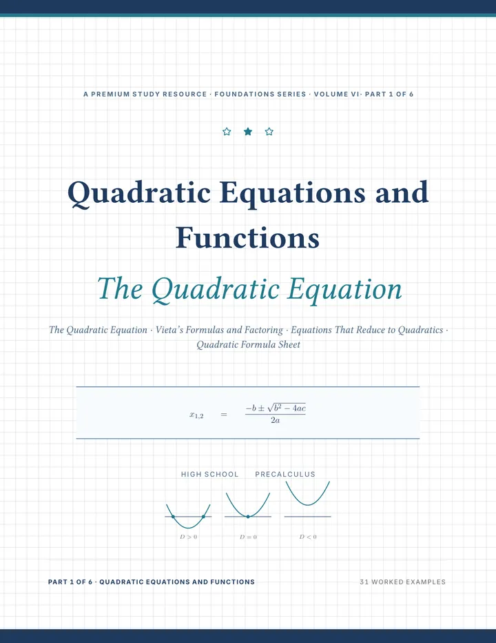 Cover of Quadratic Equations and Functions — Complete Study Bundle