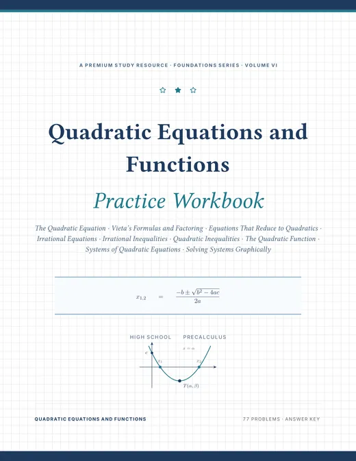 Quadratic Equations and Functions — Complete Study Bundle, sample page 3